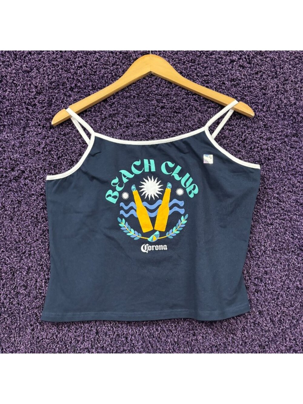 Corona Beach Club Sun Waves and Lime Wedge Crop Tank Top XL
